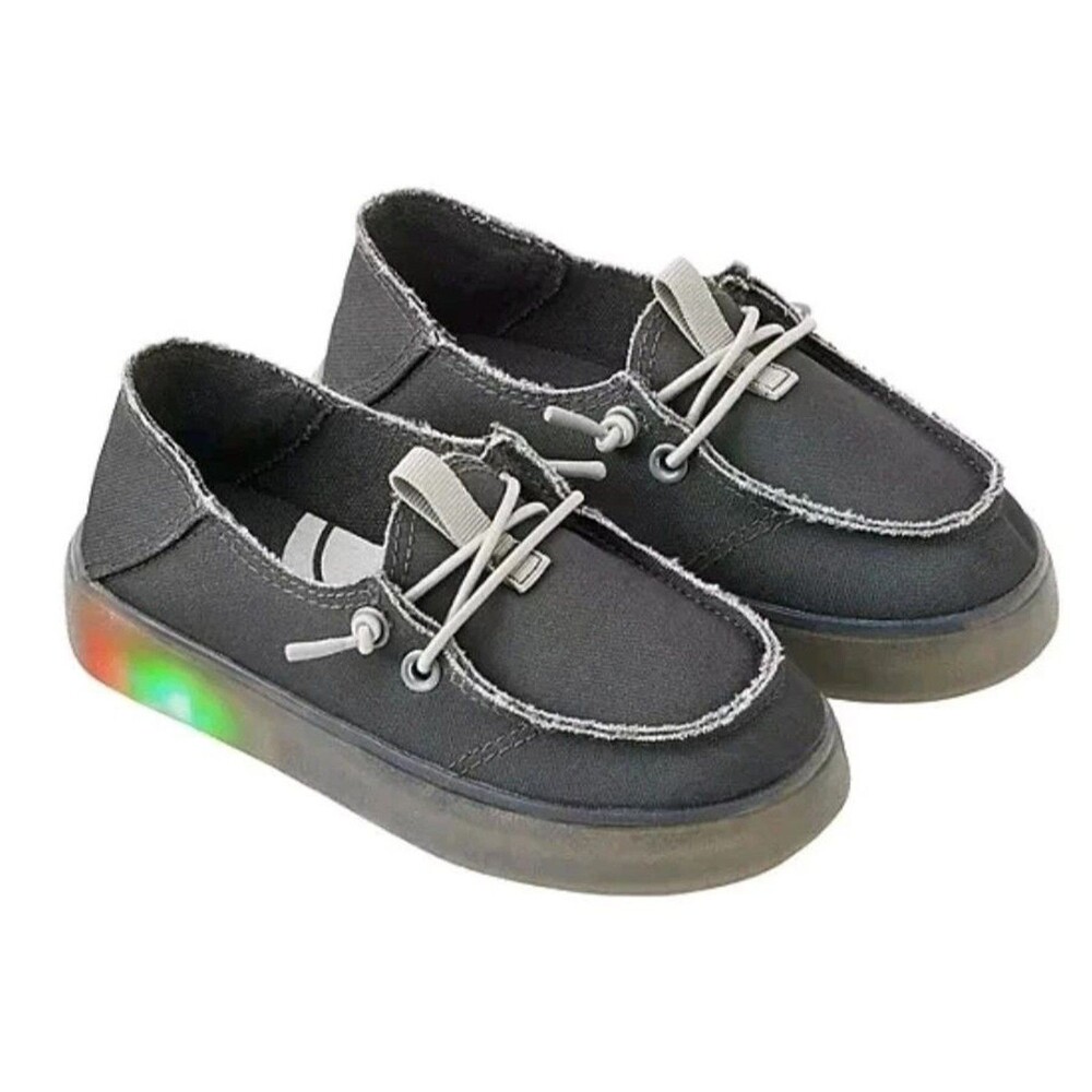 Members Youth Size 11 Light Up Play Shoes Loafers Gray Camouflage Grey New